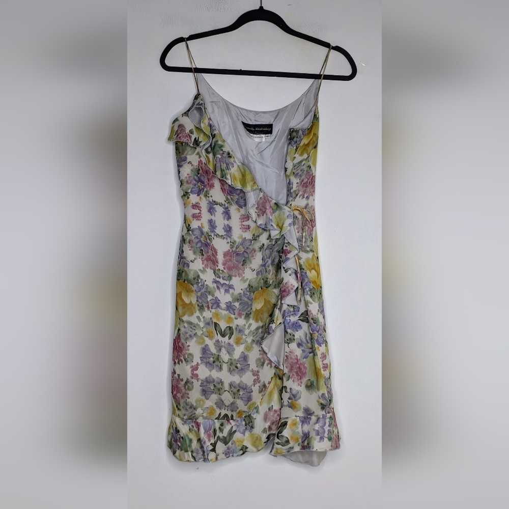 Jeanette Kastenberg for Bergdorf Goodman silk wrap floral ruffle dress RARE